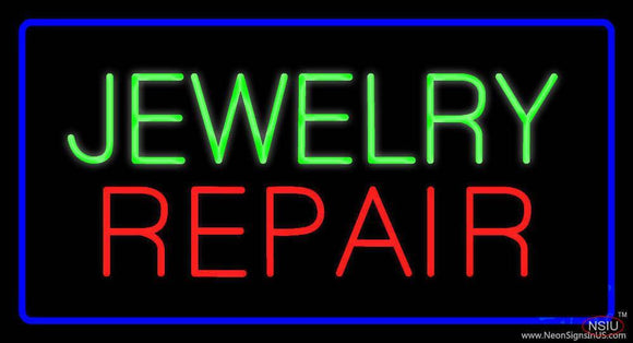 Jewelry Repair Rectangle Blue Handmade Art Neon Sign