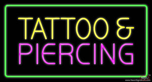 Tattoo and Piercing Green Border Real Neon Glass Tube Neon Sign