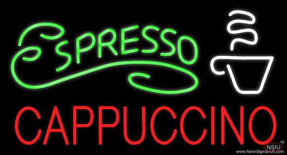 Green Espresso Red Cappuccino Logo Real Neon Glass Tube Neon Sign