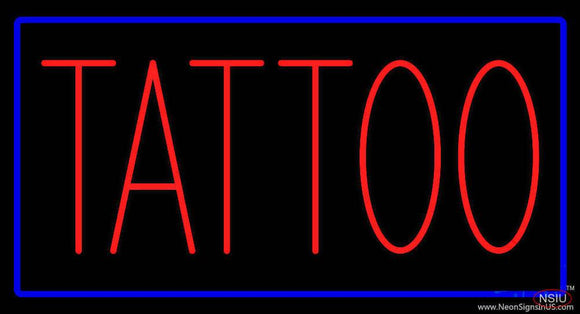 Red Tattoo with Blue Border Real Neon Glass Tube Neon Sign