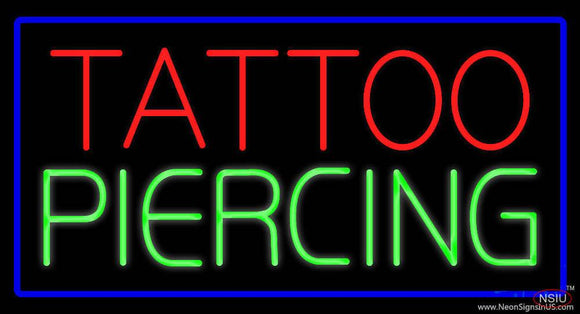 Tattoo Piercing Blue Border Real Neon Glass Tube Neon Sign