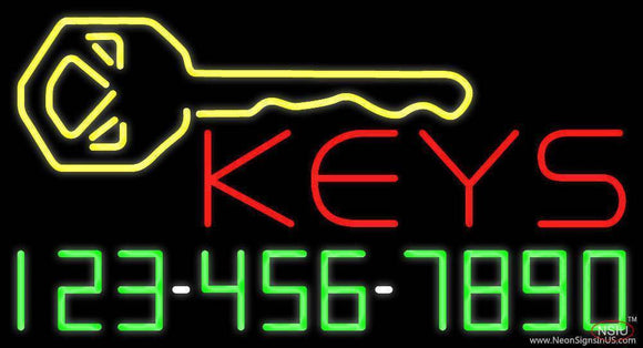 Keys with Phone Number Handmade Art Neon Sign