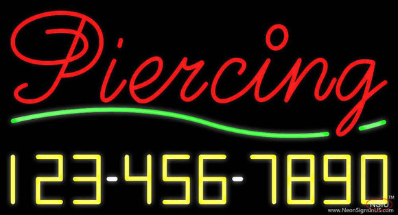 Cursive Piercing with Phone Number Real Neon Glass Tube Neon Sign