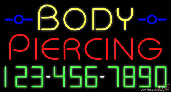Body Piercing with Phone Number Real Neon Glass Tube Neon Sign