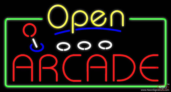 Yellow Open Red Arcade Real Neon Glass Tube Neon Sign
