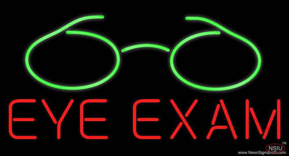 Red Eye Exam Green Glass Logo Handmade Art Neon Sign