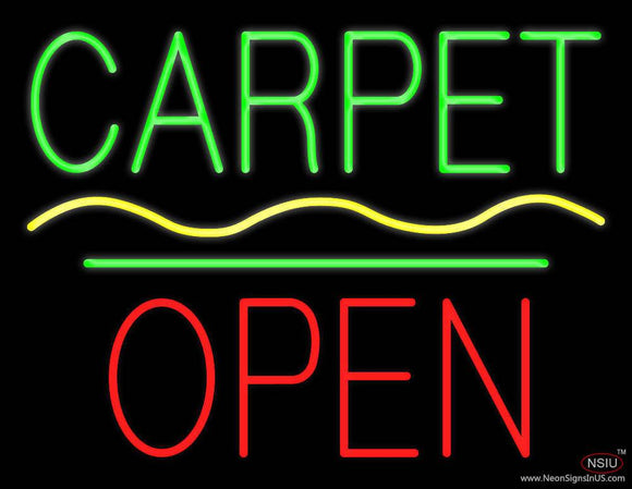 Carpet Block Open Green Line Real Neon Glass Tube Neon Sign