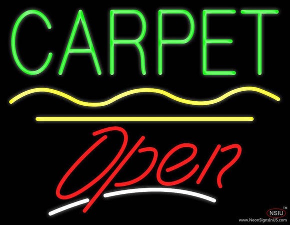 Carpet Script Open Yellow Line Handmade Art Neon Sign