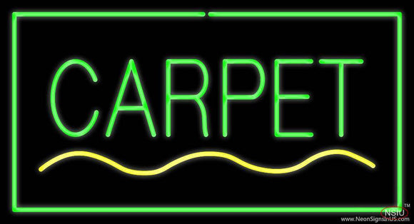 Carpet Rectangle Green Handmade Art Neon Sign