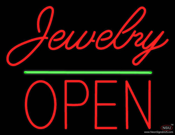 Cursive Jewelry Green Line Open Handmade Art Neon Sign