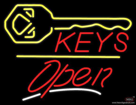 Keys Logo Open Yellow Line Handmade Art Neon Sign