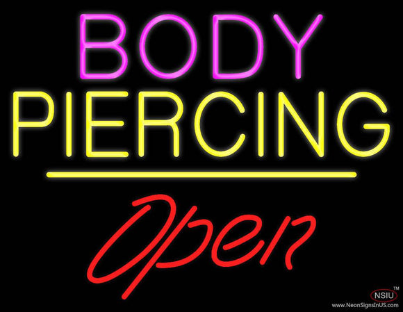 Body Piercing Open White Line Real Neon Glass Tube Neon Sign