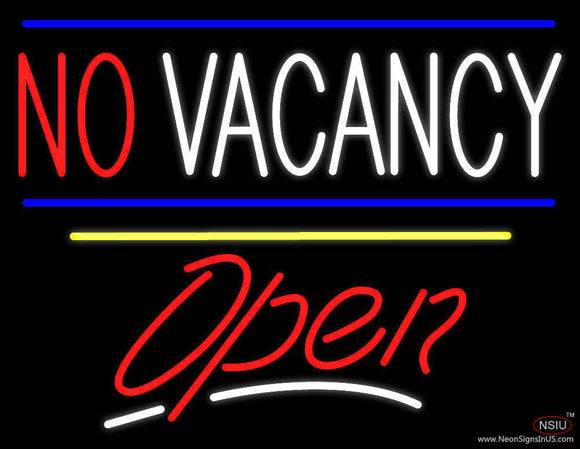 No Vacancy Open Yellow Line Real Neon Glass Tube Neon Sign