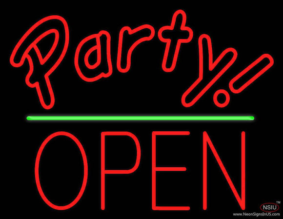 Party Green Line Open Block Real Neon Glass Tube Neon Sign
