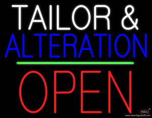Tailor and Alteration Block Open Green Line Real Neon Glass Tube Neon Sign