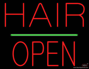 Hair Block Open Green Line Real Neon Glass Tube Neon Sign