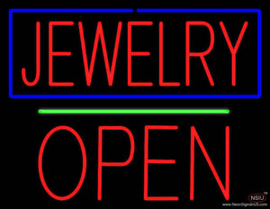 Jewelry Open Block Green Line Real Neon Glass Tube Neon Sign