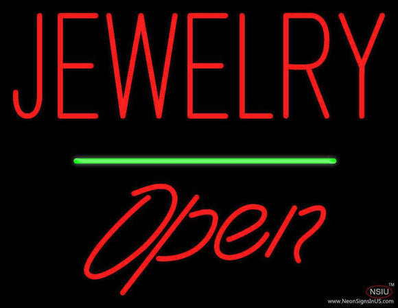 Jewelry Open Green Line Handmade Art Neon Sign