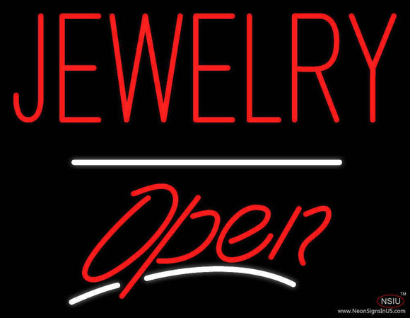 Jewelry Block Open White Line Real Neon Glass Tube Neon Sign