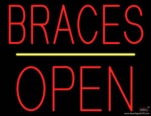 Braces Block Open Yellow Line Real Neon Glass Tube Neon Sign