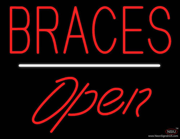 Red Braces Open White Line Handmade Art Neon Sign