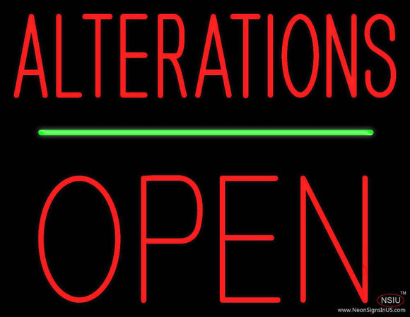 Red Alterations Block Open Real Neon Glass Tube Neon Sign