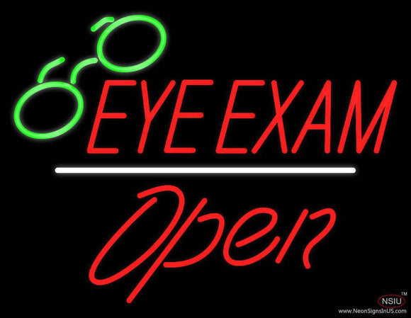 Eye Exams Open White Line Handmade Art Neon Sign