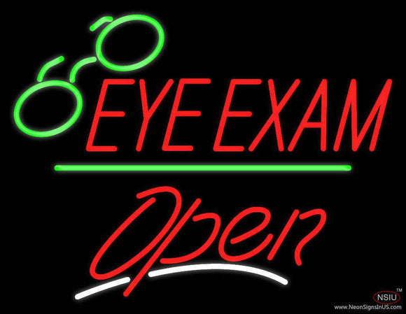Eye Exams Open Yellow Line Handmade Art Neon Sign