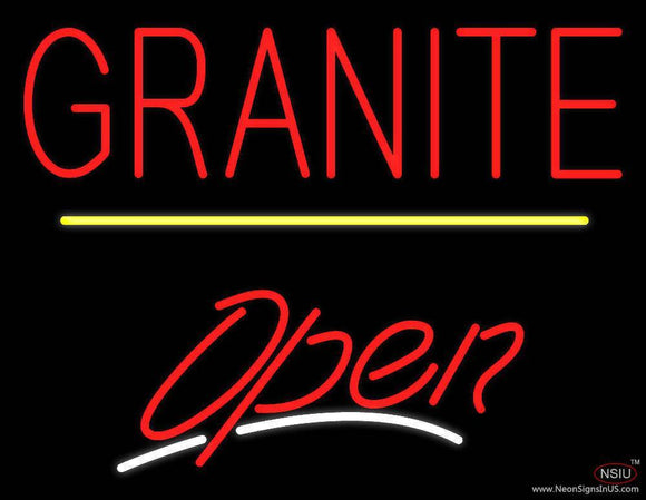 Granite Script Open Yellow Line Handmade Art Neon Sign