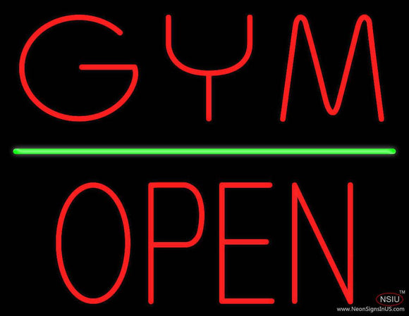 GYM Block Open Green Line Real Neon Glass Tube Neon Sign