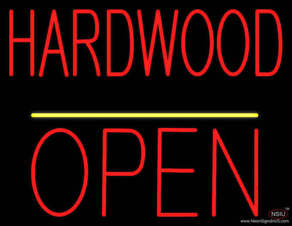 Hardwood Block Open Yellow Line Real Neon Glass Tube Neon Sign