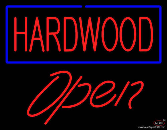 Hardwood Script Open Handmade Art Neon Sign