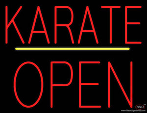 Karate Block Open Yellow Line Real Neon Glass Tube Neon Sign