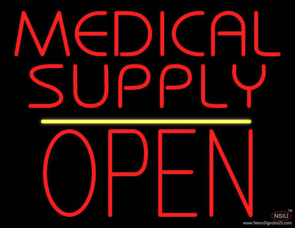 Medical Supply Block Open Yellow Line Real Neon Glass Tube Neon Sign