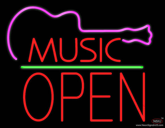 Music Green Line Open Block Real Neon Glass Tube Neon Sign