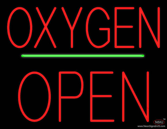 Oxygen Block Open Green Line Real Neon Glass Tube Neon Sign