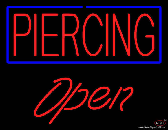 Piercing Blue Border Open Real Neon Glass Tube Neon Sign