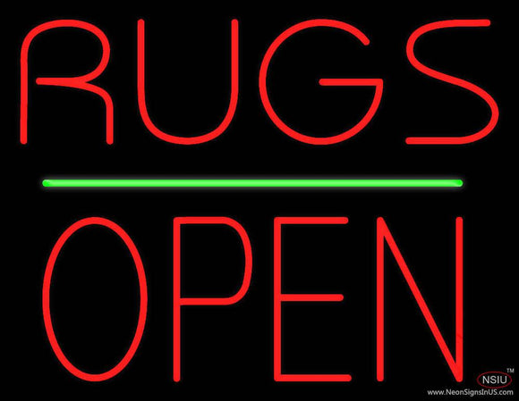 Rugs Block Open Green Line Real Neon Glass Tube Neon Sign