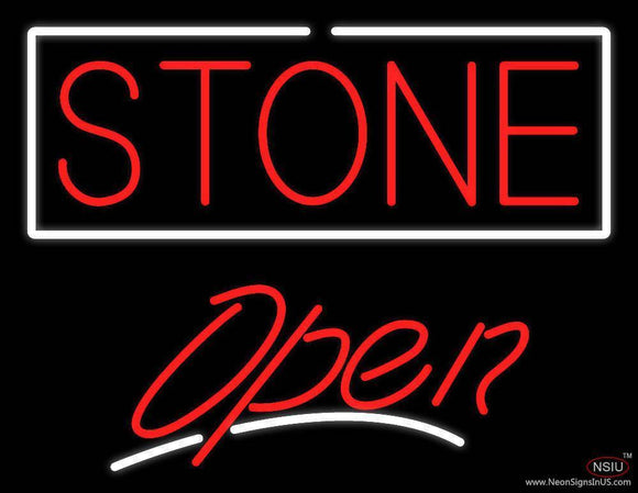 Stone Script Open Handmade Art Neon Sign