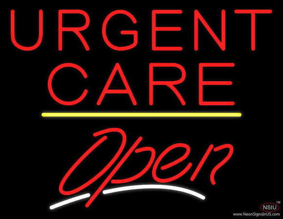 Urgent Care Open Yellow Line Handmade Art Neon Sign