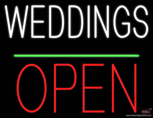 Weddings Block Red Open Green Line Real Neon Glass Tube Neon Sign