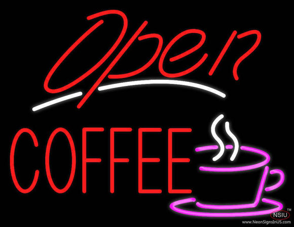 Red Open Coffee Real Neon Glass Tube Neon Sign