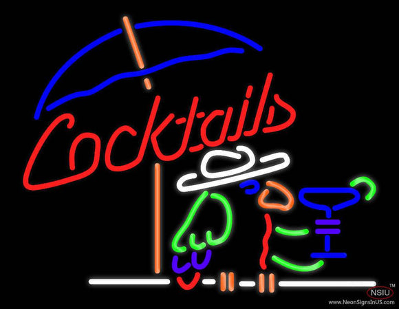 Cocktails Parrot Real Neon Glass Tube Neon Sign