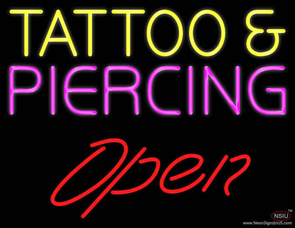 Tattoo and Piercing Red Slant Open Real Neon Glass Tube Neon Sign