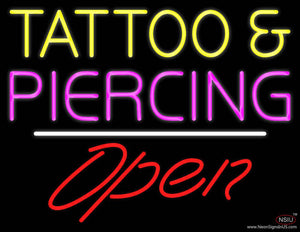 Tattoo and Piercing White Line Open Real Neon Glass Tube Neon Sign