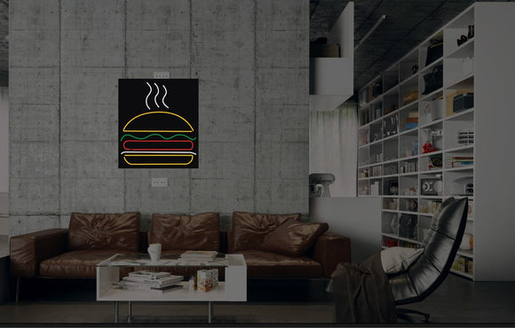 New Hamburger Burger Neon Art Sign Handmade Visual Artwork Wall Decor Light