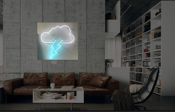 New Lightning Cloud Neon Art Sign Handmade Visual Artwork Wall Decor Light