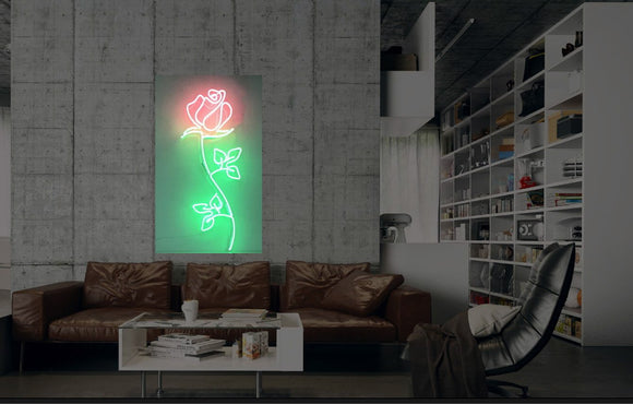 New Rose Flower Love Neon Art Sign Handmade Visual Artwork Wall Decor Light