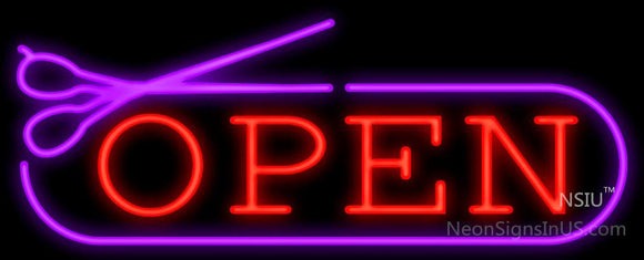 Open With Scissors Neon Sign