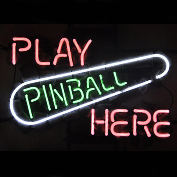 Professional  Play Pinball Here Game Room Beer Bar Neon Sign